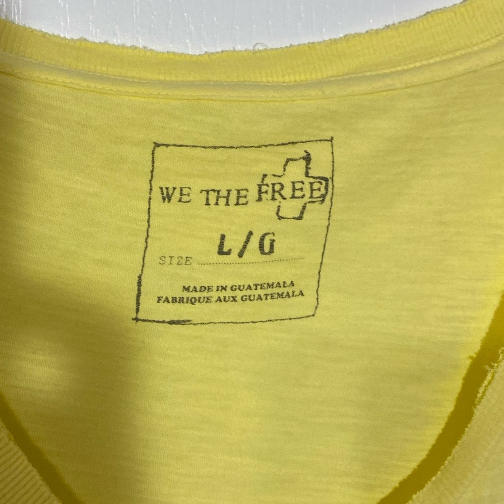 We The Free Deep V Neck Oversized Pocket Tee Light Yellow Large - Picture 3 of 11